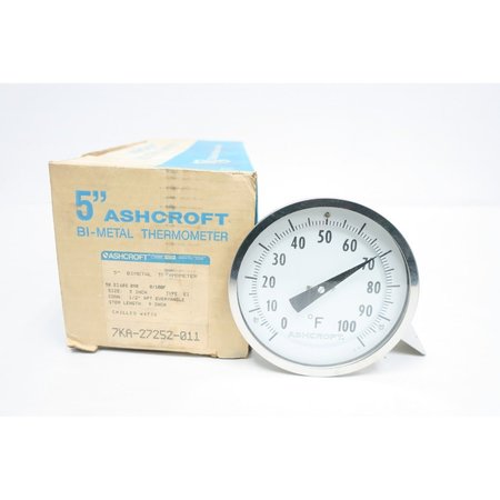 ASHCROFT 5In 12In 9In 0100F Npt Bimetal Thermometer 50-EI-60E-090 0/100F